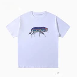 Pat Outdoor Men's and Women's Summer Wolf Print Pure Cotton Short-sleeved T-shirts Are Simple and Fashionable