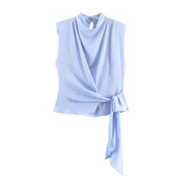 New satin-textured bow decoration top, casual and versatile, elegant and graceful