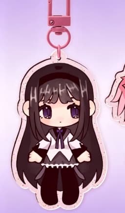 3 Inch Homura Madoka Charms Glitter Keychain Anime Themed Charm for Keys
