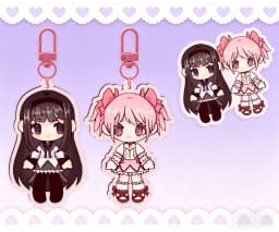 3 Inch Homura Madoka Charms Glitter Keychain Anime Themed Charm for Keys