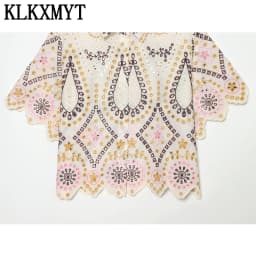 KLKXMYT Women's Fashion Hollow Out Embroidery Shirt Summer Short Sleeve Casual Daily Commute Wear Elegant Blouse Top