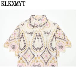 KLKXMYT Women's Fashion Hollow Out Embroidery Shirt Summer Short Sleeve Casual Daily Commute Wear Elegant Blouse Top