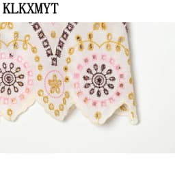 KLKXMYT Women's Fashion Hollow Out Embroidery Shirt Summer Short Sleeve Casual Daily Commute Wear Elegant Blouse Top