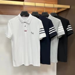 High end 100% cotton short sleeve polo shirt men luxury brand cute dog design Korean casual summer golf fashion striped T-shirt