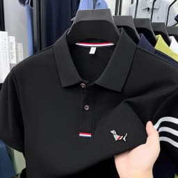 High end 100% cotton short sleeve polo shirt men luxury brand cute dog design Korean casual summer golf fashion striped T-shirt