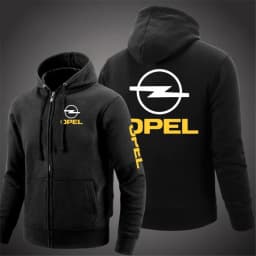 Opel 2026 men's new long sleeved comfortable solid color jacket with hood and printed zipper casual sportswear hooded sweatshirt