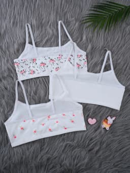 3 pcs girls' underwear, small tank tops, comfortable, simple and fashionable, floral print camisole underwear