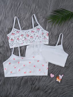 3 pcs girls' underwear, small tank tops, comfortable, simple and fashionable, floral print camisole underwear