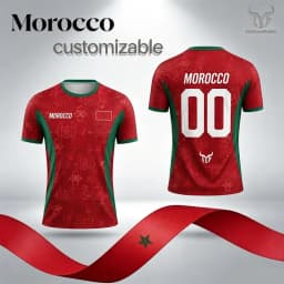 2026 Morocco Flag Print Jersey Men's Quick-Drying Breathable Sports T-Shirt Unisex Personalized Name And Number Soccer Tees
