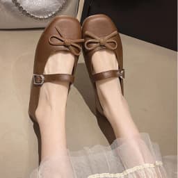 Sweet Women's Pearl Bow Tie Sandals Versatile Comfortable Low Heel Toe-covering Slippers Non-slip Soft Flat Summer Dresses Flats