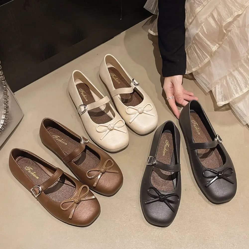 Sweet Women's Pearl Bow Tie Sandals Versatile Comfortable Low Heel Toe-covering Slippers Non-slip Soft Flat Summer Dresses Flats