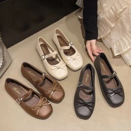 Sweet Women's Pearl Bow Tie Sandals Versatile Comfortable Low Heel Toe-covering Slippers Non-slip Soft Flat Summer Dresses Flats