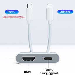 USB C and Lighting to HDMI Adapter for iPhone to TV Sync Screen Digital AV Adapter Compatible for iPhone 17 16 15 iPad