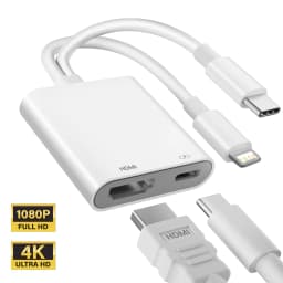 USB C and Lighting to HDMI Adapter for iPhone to TV Sync Screen Digital AV Adapter Compatible for iPhone 17 16 15 iPad
