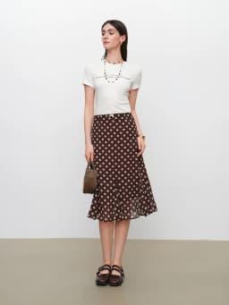 ZIQIAO 2026 New Summer Women's A-Line Flared Chiffon Midi Chic Skirt, Flowy Mermaid Hem Streetwear Top for Y2K Coquette Style