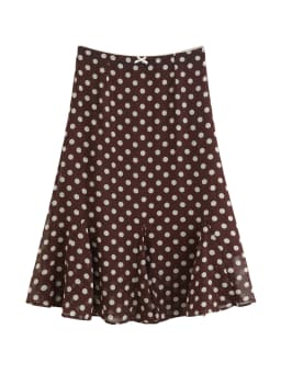 ZIQIAO 2026 New Summer Women's A-Line Flared Chiffon Midi Chic Skirt, Flowy Mermaid Hem Streetwear Top for Y2K Coquette Style