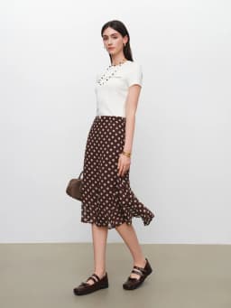 ZIQIAO 2026 New Summer Women's A-Line Flared Chiffon Midi Chic Skirt, Flowy Mermaid Hem Streetwear Top for Y2K Coquette Style