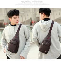 Casual Oxford Cloth Men Messenger Bags Black Blue Grey Brown USB Charge Port Sling Chest Bag Rectangle Men Crossbody Bag Male