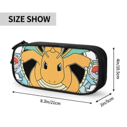Large Capacity Bags for Child Cartoon Pokemon Dragonite Stained Glass Dragon Type Generation 1 School Pencil Bag