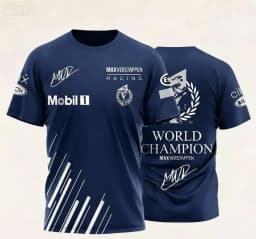 T-shirt with World Champion Signature & Event Logos Comfortable Casual Wear for Racing Fans