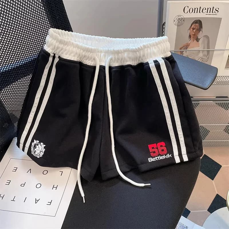 Y2K American Retro Letter Printed Sportswear Women's Summer New Style Sexy Loose Multi-Functional Hot Pants High Waist Straight