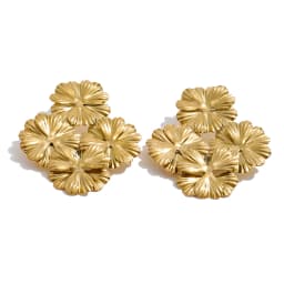 Yhpup 53*62mm Stainless Steel Metal Petal Flower Big Stud Earrings for Women 2026 Fashion Golden Statement Jewelry Waterproof