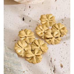Yhpup 53*62mm Stainless Steel Metal Petal Flower Big Stud Earrings for Women 2026 Fashion Golden Statement Jewelry Waterproof