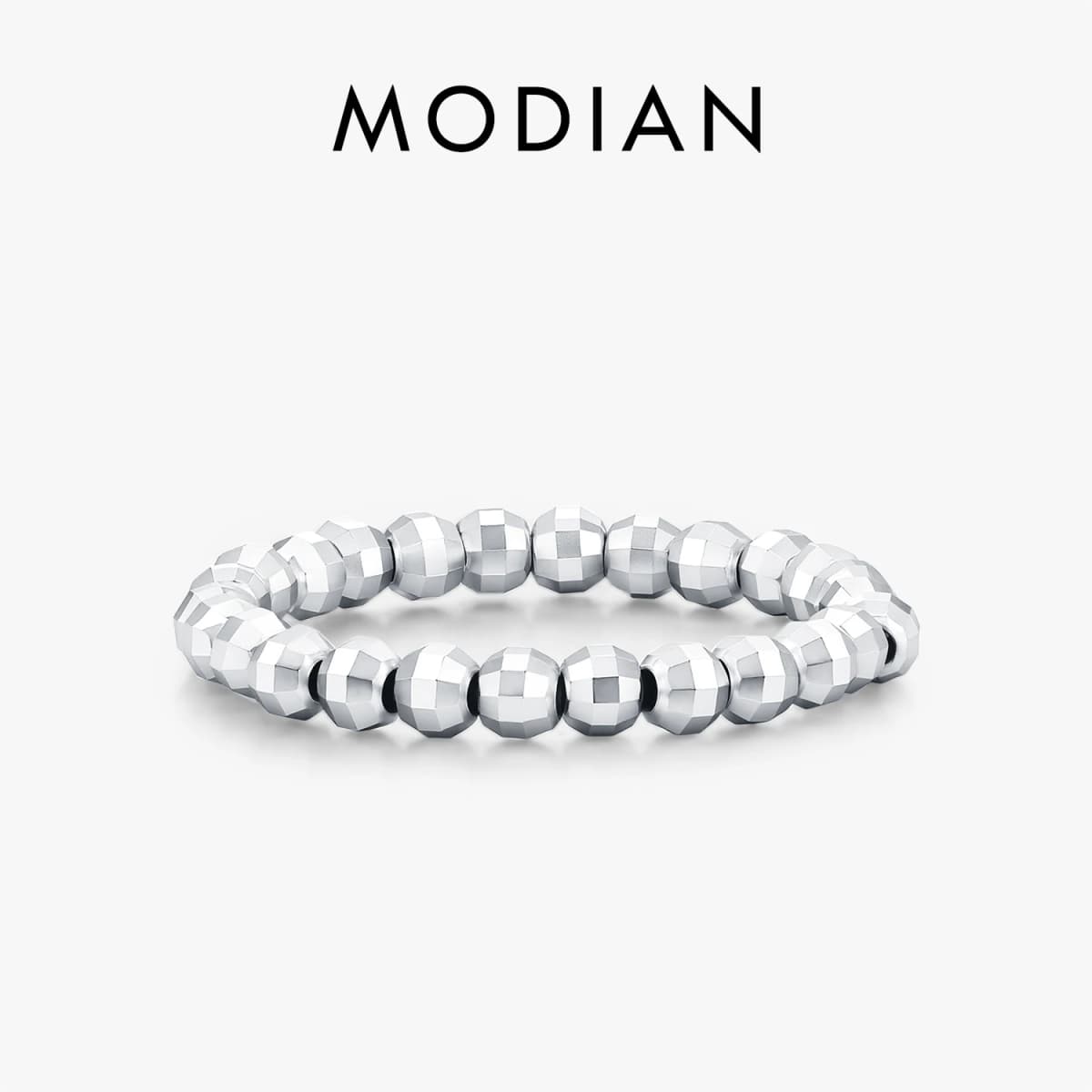 MODIAN 925 Sterling Sliver Simple Stackable Geometric Beaded Rings Trendy Sparkling Beads Finger Ring For Women Fine Jewelry
