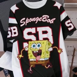 2026 SpongeBob SquarePants Anime 3D Printed Children's T-shirt Unisex Summer Breathable Lightweight Cartoon Pattern T-shirt Top