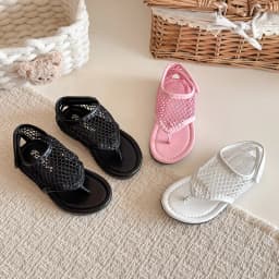 Spring Boys Girl's Flip Flop Sandals Mesh Hook-loop Breathable Chic Kid's Flat Shoe Solid Colors Anti-slip Casual Children Shoes
