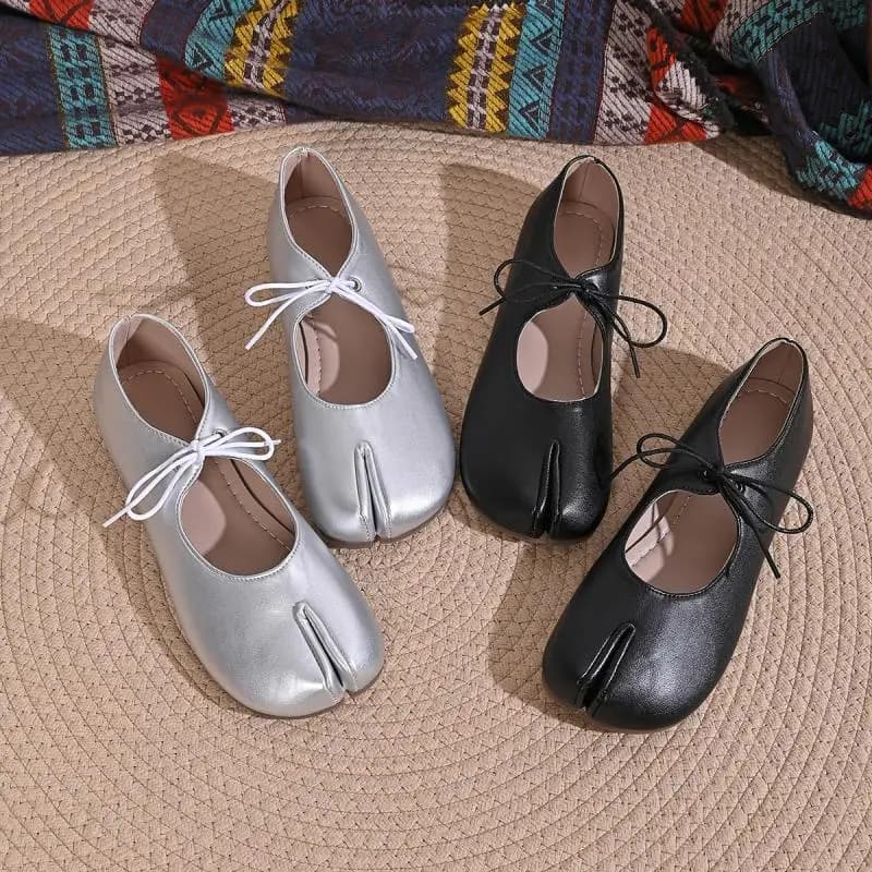 Comfort Flats Heel Silver Designer Tabi Shoes Women Summer 2026 Lightweight Lace Up Bowknot Ballet Flat Shoe Woman's Loafers
