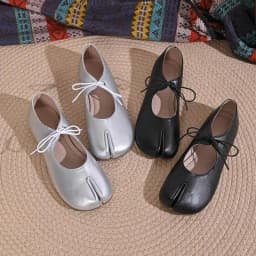 Comfort Flats Heel Silver Designer Tabi Shoes Women Summer 2026 Lightweight Lace Up Bowknot Ballet Flat Shoe Woman's Loafers