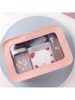 Medium PU Transparent Single-Sided Makeup Bag, Lipstick Makeup Brush, Cosmetics Large Capacity Storage Makeup Bag