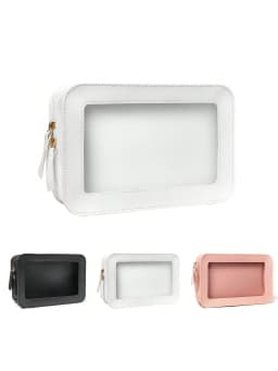 Medium PU Transparent Single-Sided Makeup Bag, Lipstick Makeup Brush, Cosmetics Large Capacity Storage Makeup Bag
