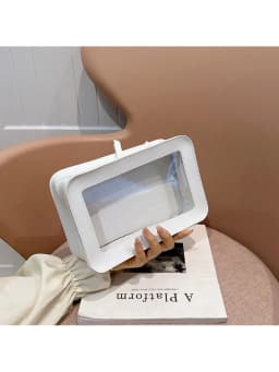 Medium PU Transparent Single-Sided Makeup Bag, Lipstick Makeup Brush, Cosmetics Large Capacity Storage Makeup Bag