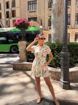 HH Boho Women Short Sleeve Summer Floral Print Dress Single Breasted Belt Slim Dress Woman Casual Vacation Beach Mini Dresses