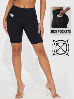 High Waisted Biker Shorts For Women With Pockets, Super Soft Tummy Control Workout Running Yoga Athletic Shorts