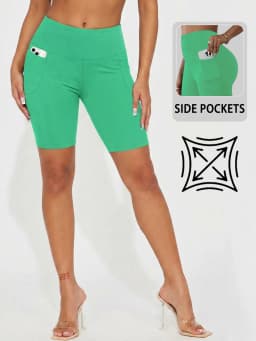 High Waisted Biker Shorts For Women With Pockets, Super Soft Tummy Control Workout Running Yoga Athletic Shorts