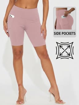 High Waisted Biker Shorts For Women With Pockets, Super Soft Tummy Control Workout Running Yoga Athletic Shorts