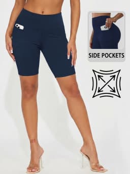 High Waisted Biker Shorts For Women With Pockets, Super Soft Tummy Control Workout Running Yoga Athletic Shorts