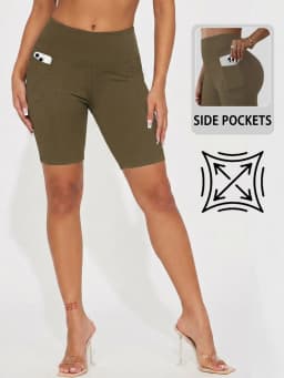 High Waisted Biker Shorts For Women With Pockets, Super Soft Tummy Control Workout Running Yoga Athletic Shorts