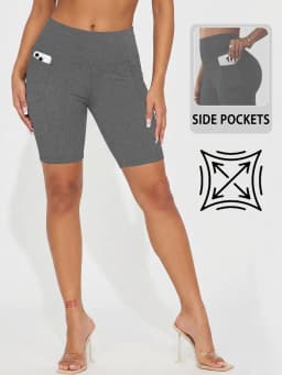 High Waisted Biker Shorts For Women With Pockets, Super Soft Tummy Control Workout Running Yoga Athletic Shorts