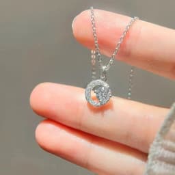 S925 Silver Crescent Moissanite D VVS Women's Necklace Luxury Star and Moon Pendant Elegant Clavicle Chain Cute Jewelry