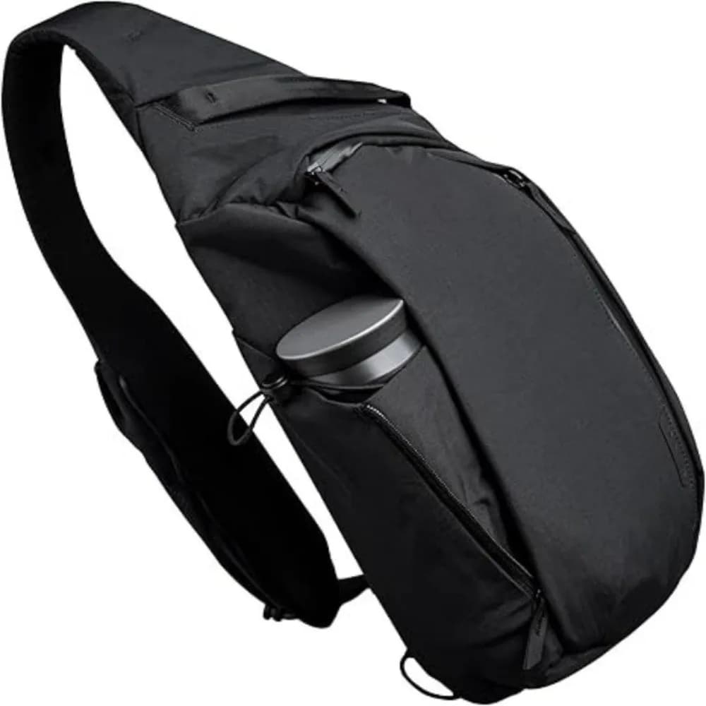 Fashion Simple Crossbody Bag with Water Bottle Pocket Casual Sling Backpack Solid Color Shoulder Bag Outdoor Sport