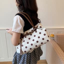 New Korean Stylish Polka Dot Tote Bag Personalized Casual Shoulder Bag Belt Decor Simple Versatile Commuter Underarm Bags