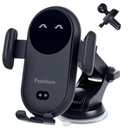 Wireless Car Charger Stand Fast Charging with Infrared Auto Clamp for iPhone 17 Samsung Phone Mount (Vent/Dashboard/Windshield)
