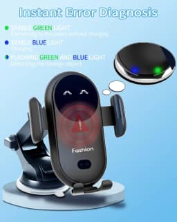 Wireless Car Charger Stand Fast Charging with Infrared Auto Clamp for iPhone 17 Samsung Phone Mount (Vent/Dashboard/Windshield)