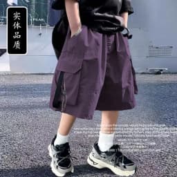 Summer Cool Teen Boys Short Pants Loose Style Casual Big Pocket Mid-length Shorts For 4-14 Years Kids Bermuda Trousers