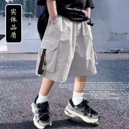 Summer Cool Teen Boys Short Pants Loose Style Casual Big Pocket Mid-length Shorts For 4-14 Years Kids Bermuda Trousers