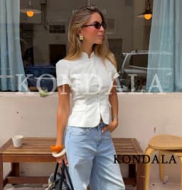 Women Chic Leisure Slim Short Sleeve Shirt KONDALA 2026 Summer Trendy Single-Breasted Tops Female High Street Commute Shirts Top